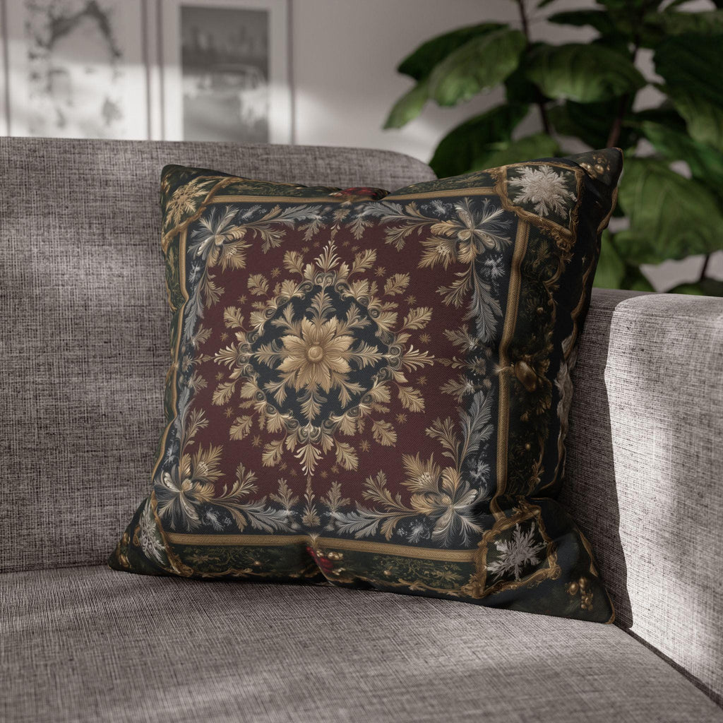 Baroque Christmas Pillow Cover: Burgundy Gold Navy Ornate Winter Damask, Traditional Holiday Decor
