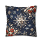 Snowflake Holiday Pillowcase, Silver, Gold  & Blue Christmas Decorative Throw Cushion Cover