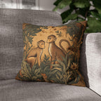 William Morris Style Throw Pillow Cover:  Monkey Jungle Botanical Design