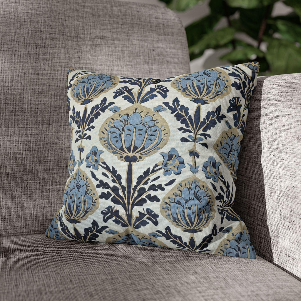 Floral Pillow Cover: Vintage Arts & Crafts Inspired Design (14x14 to 20x20 inches)