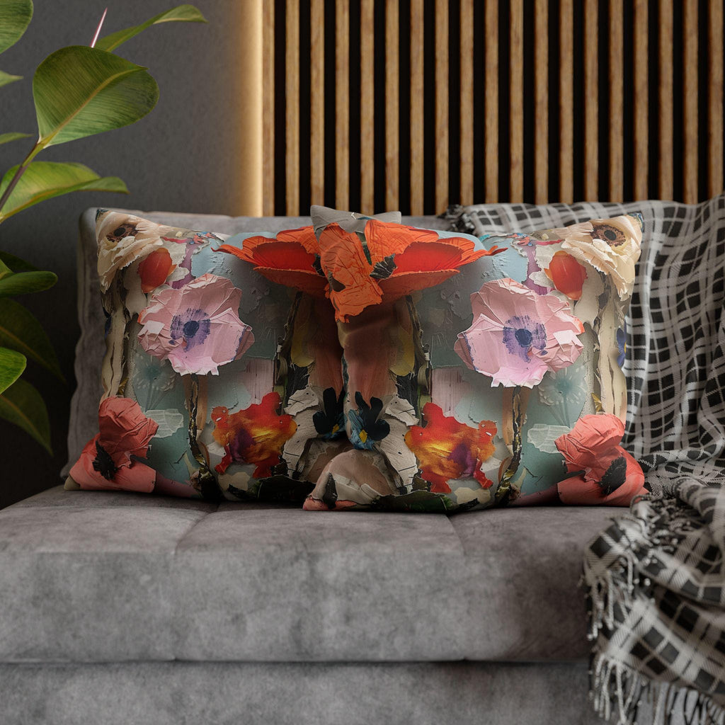 Floral Pillow Cover: Paper Collage Art Inspired Design
