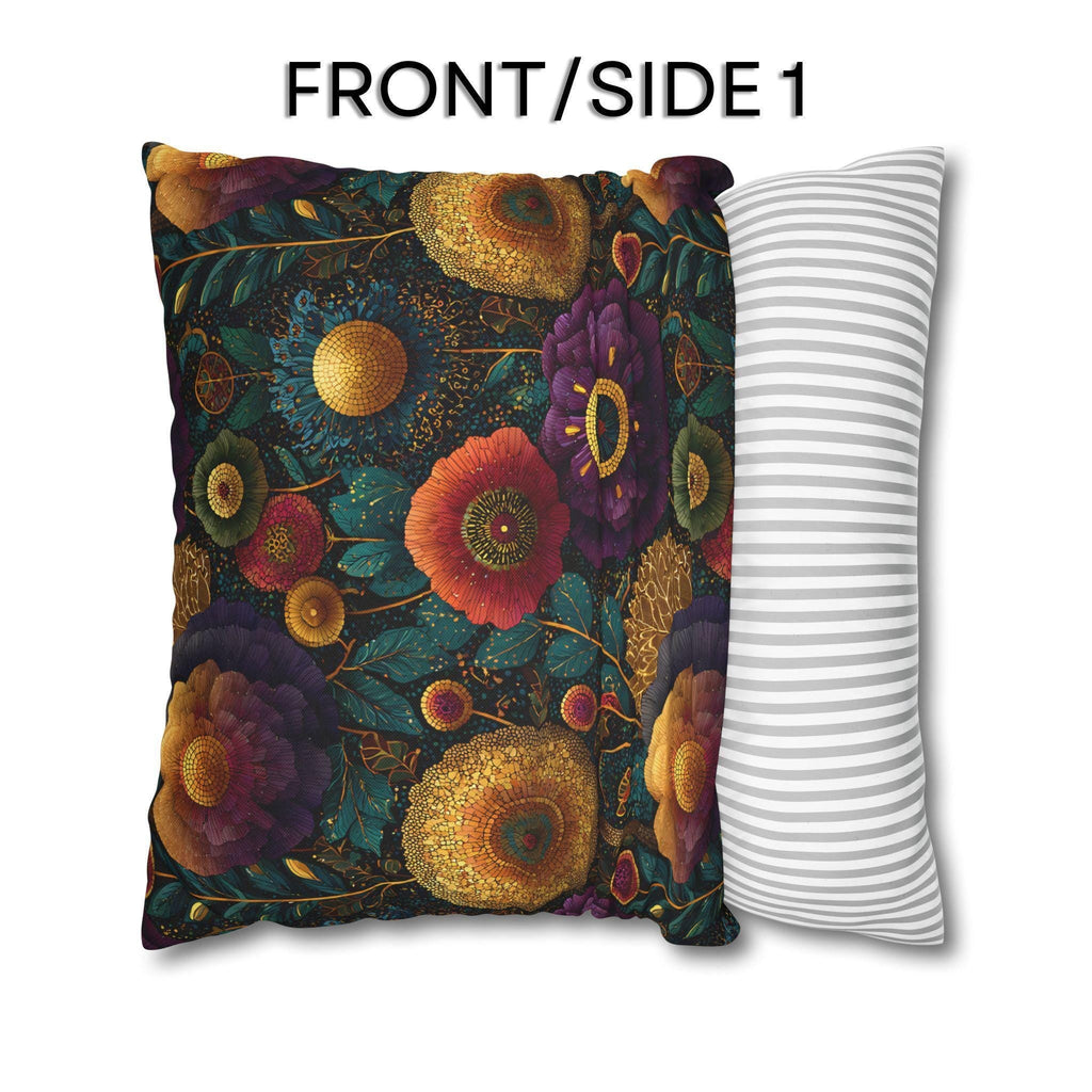 Klimt Botanical Pillow Cover: Jewel Tone Art Nouveau Home Decor