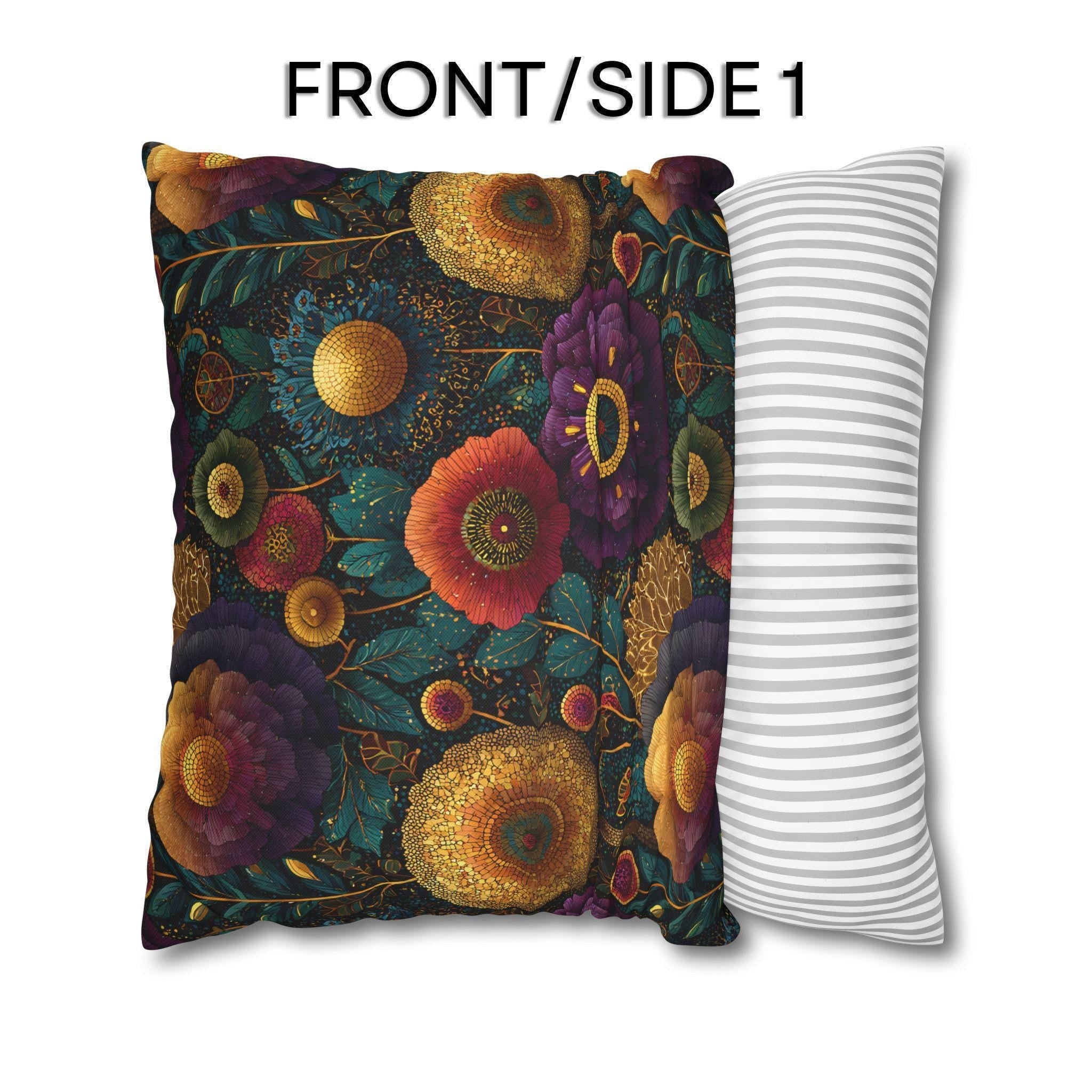 Klimt Botanical Pillow Cover: Jewel Tone Art Nouveau Home Decor