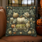 William Morris Inspired Pillow Cover: Vintage Style Autumn Tapestry in Sage and Cream