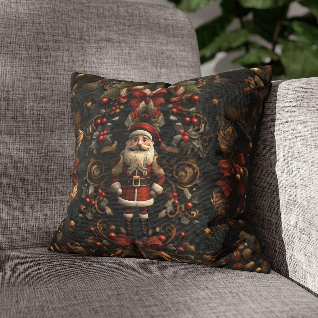 William Morris Inspired Christmas Pillow Cover: Nutcracker Santa Dark Vintage Style Holiday Accent