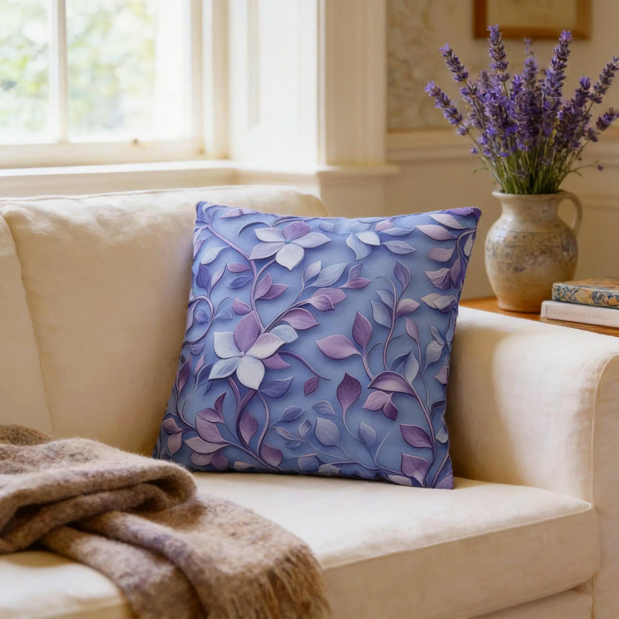 Lavender Botanical Pillow Cover: Elegant William Morris Inspired Pillowcase