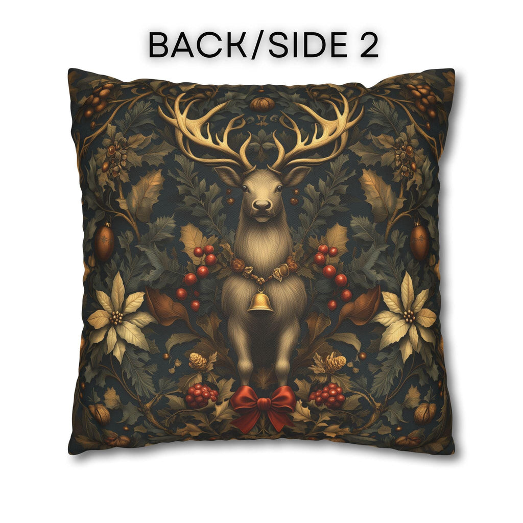 Reindeer Christmas Pillow Cover: William Morris Inspired Botanical Holiday Accent