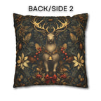 Reindeer Christmas Pillow Cover: William Morris Inspired Botanical Holiday Accent