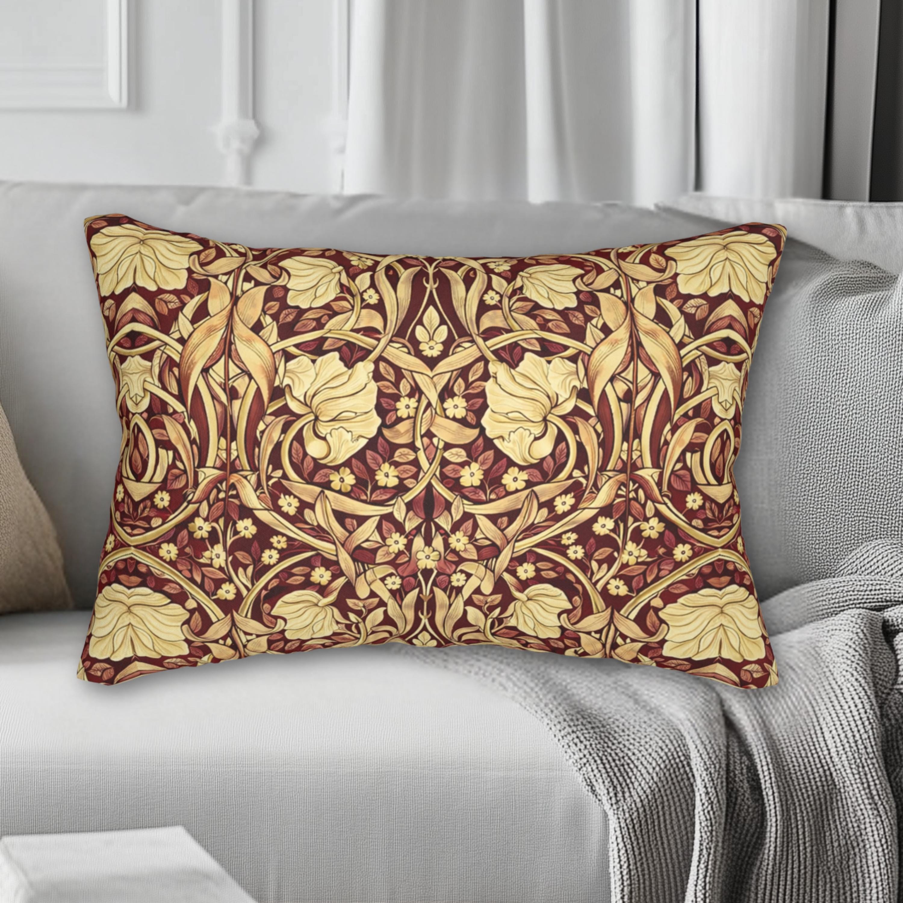 William Morris Lumbar Pillow: Burgundy Champagne Vintage Pimpernel Reconstructed