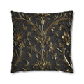 Luxurious Italian Baroque Pillow Cover: Golden Floral on Charcoal for Elegant Home Decor