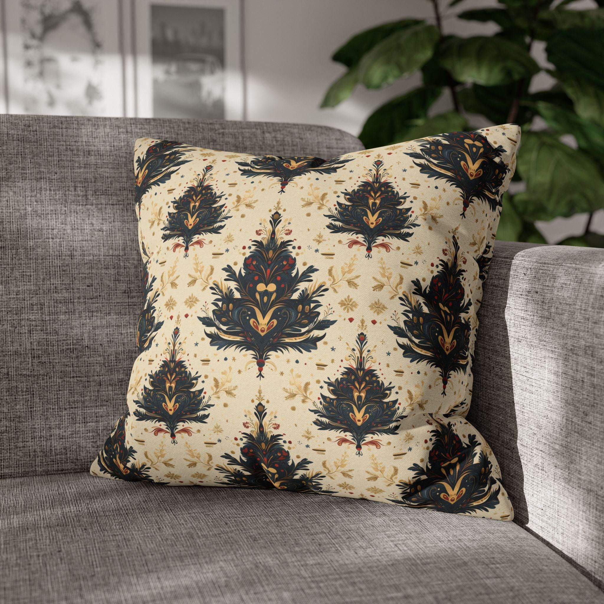 William Morris Christmas Tree Pillow Cover, Vintage Style Holiday Decor
