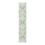 Elegant Muted Green Damask Table Runner: Timeless Floral Design for Weddings, Dining & Home Decor