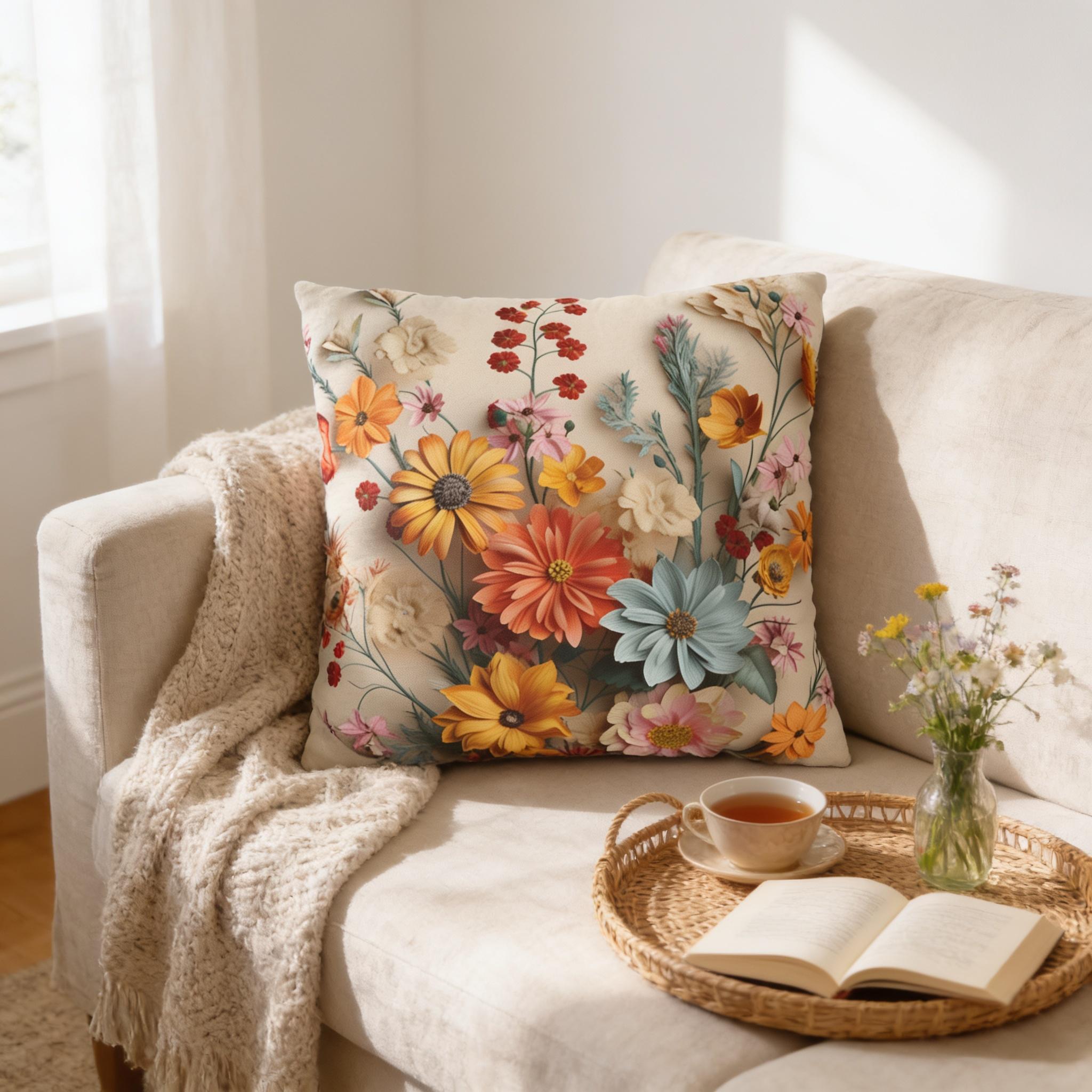 Wildflower Bouquet Pillow Cover: Colorful Floral Design