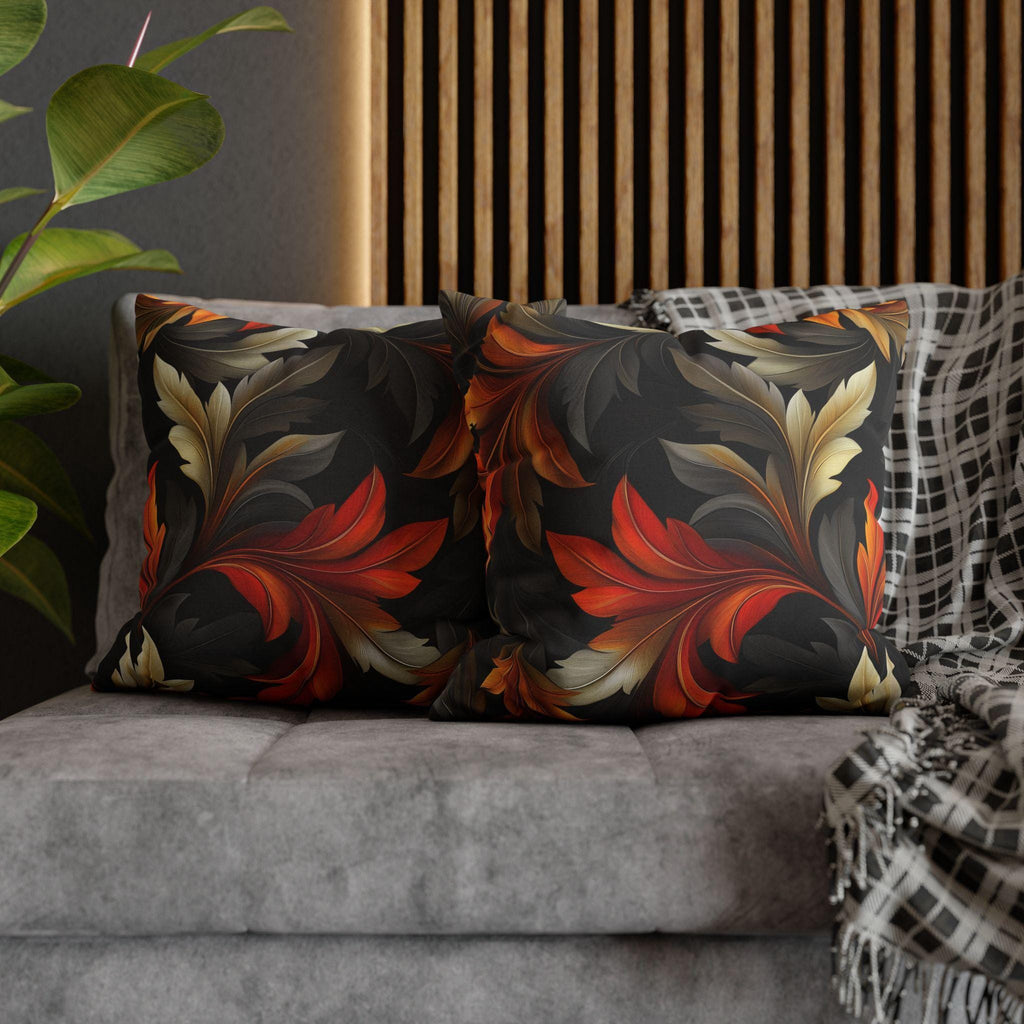 William Morris Inspired Pillow Cover: Black Autumn Leaves Tapestry Cushion