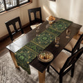 Celtic Clover Botanical Table Runner: William Morris Inspired Green Tapestry