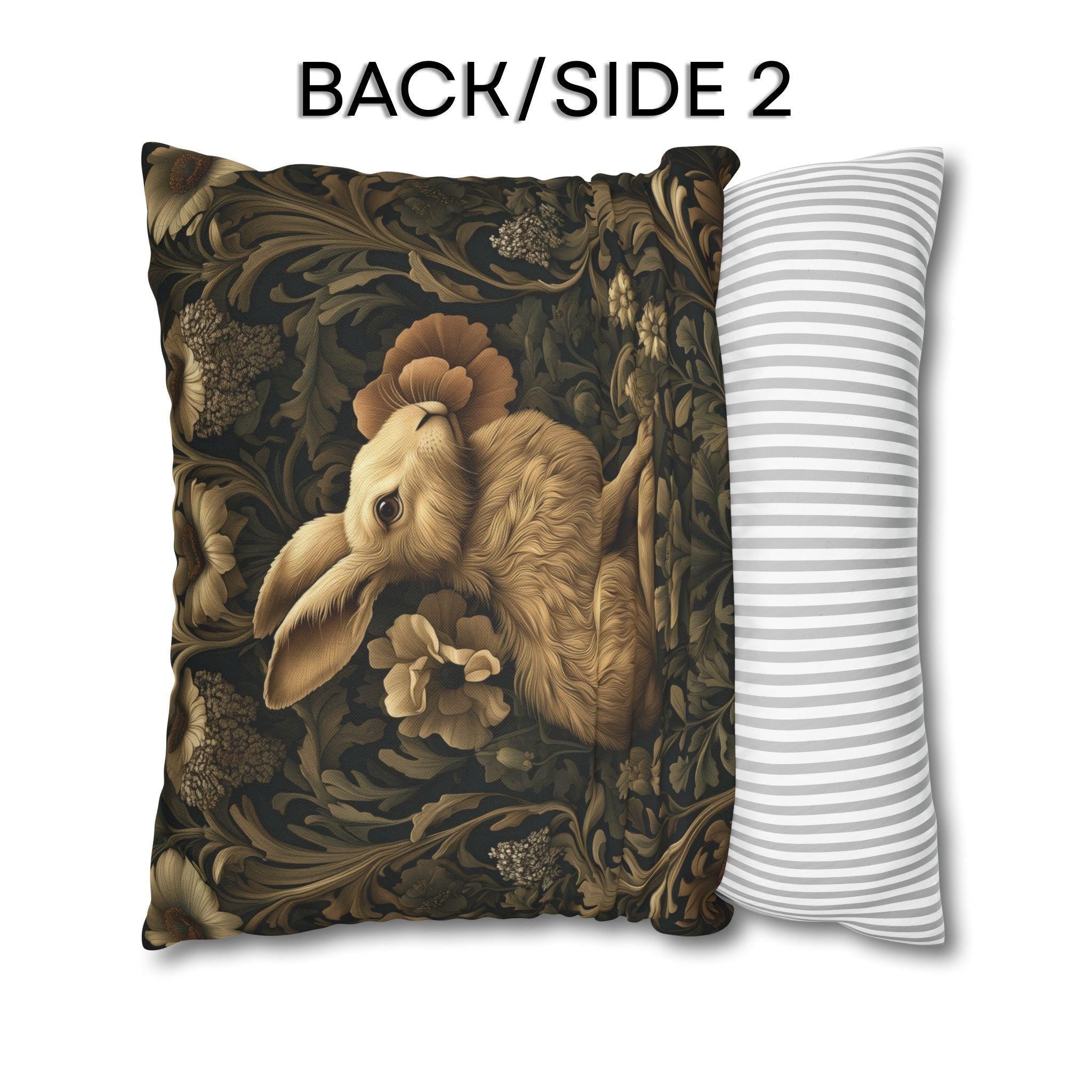 William Morris Inspired Wild Hare Pillow Cover: Garden Botanical Woodland Design