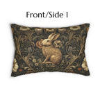 William Morris Inspired Wild Hare Lumbar Pillow: Garden Botanical Woodland Design