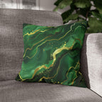 Green Waves Throw Pillow Cover: Emerald  and Deep Green with Gold Accents