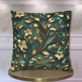 Luxurious William Morris Inspired Floral Pillowcase: Green & Gold Botanical Square Cushion Cover