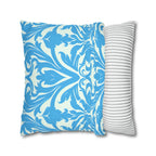 Art Nouveau Pillow Cover: Aqua Blue Floral Throw Pillow