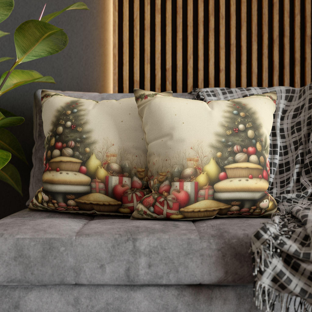 Vintage Style Christmas Dessert Table Pillow Cover: Holiday Pies & Sweets