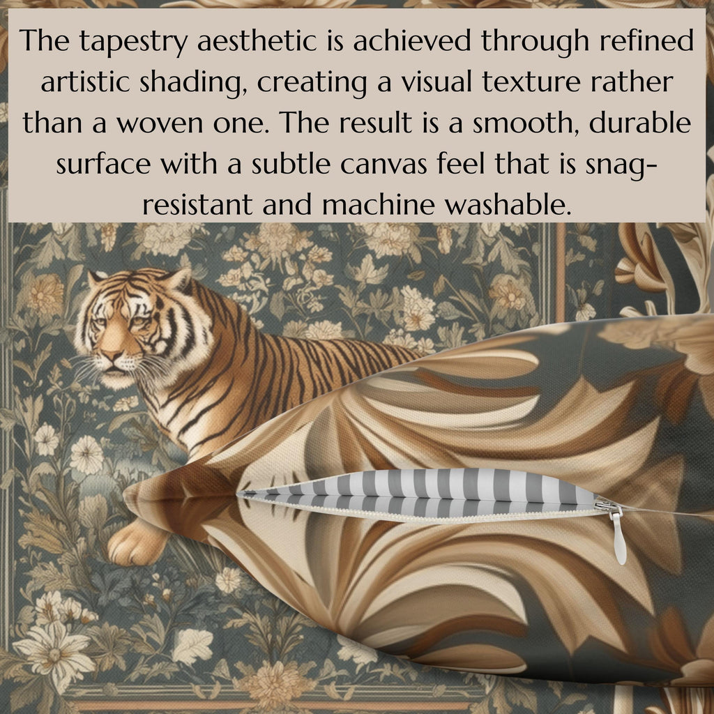 Tibetan Tiger Botanical Tapestry Pillow Cover: William Morris Inspired Garden Art