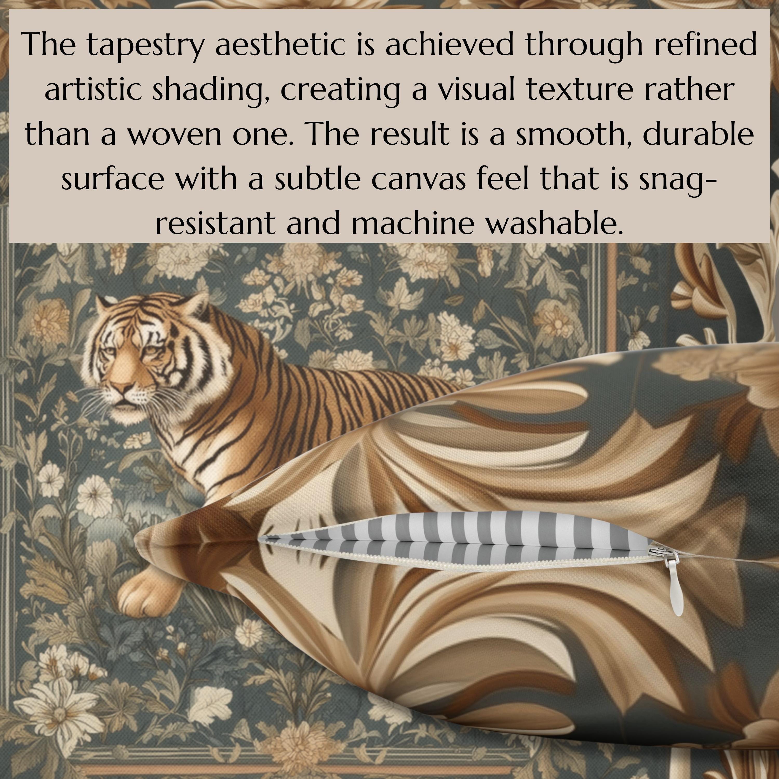 Tibetan Tiger Botanical Tapestry Pillow Cover: William Morris Inspired Garden Art