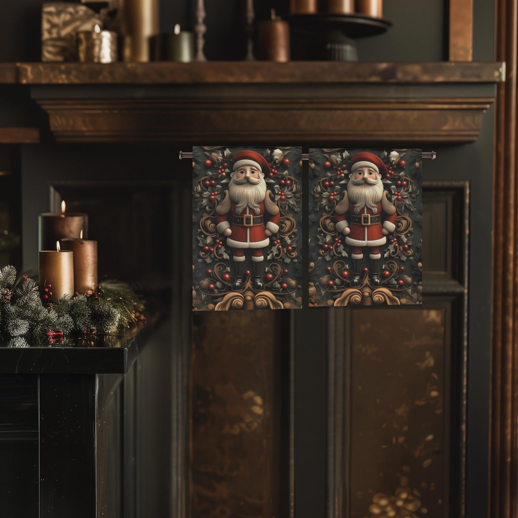 William Morris Inspired Christmas Tea Towel: Nostalgia Santa Claus