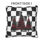 Buffalo Check Christmas Pillow Cover - Red, Black, White Plaid Trees