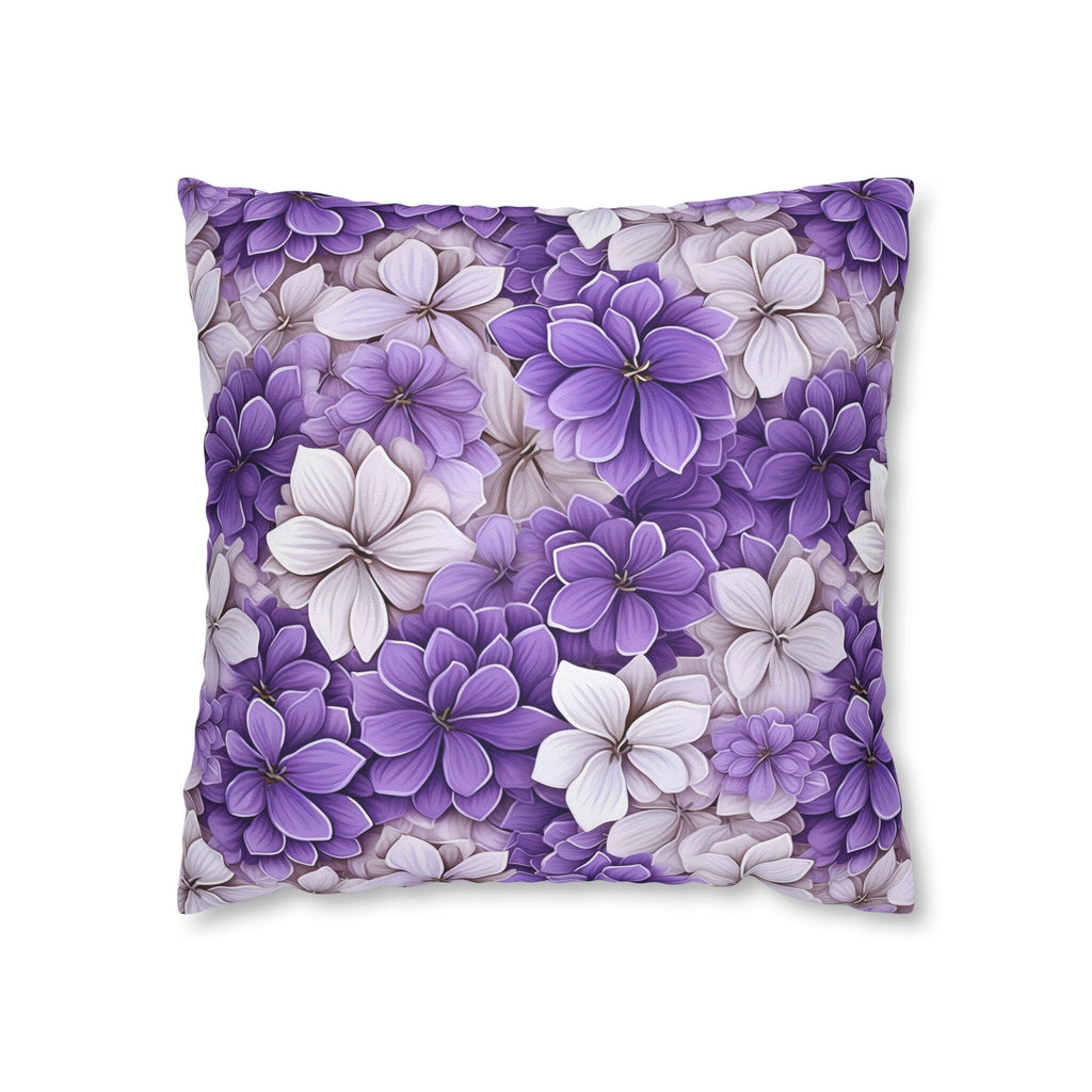 Elegant Purple & White Hydrangea Throw Pillow Cover - Floral Home Decor Accent