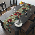 Elegant Poinsettia Table Runner: Festive Christmas Decor for Holiday Dining and Winter Entertaining