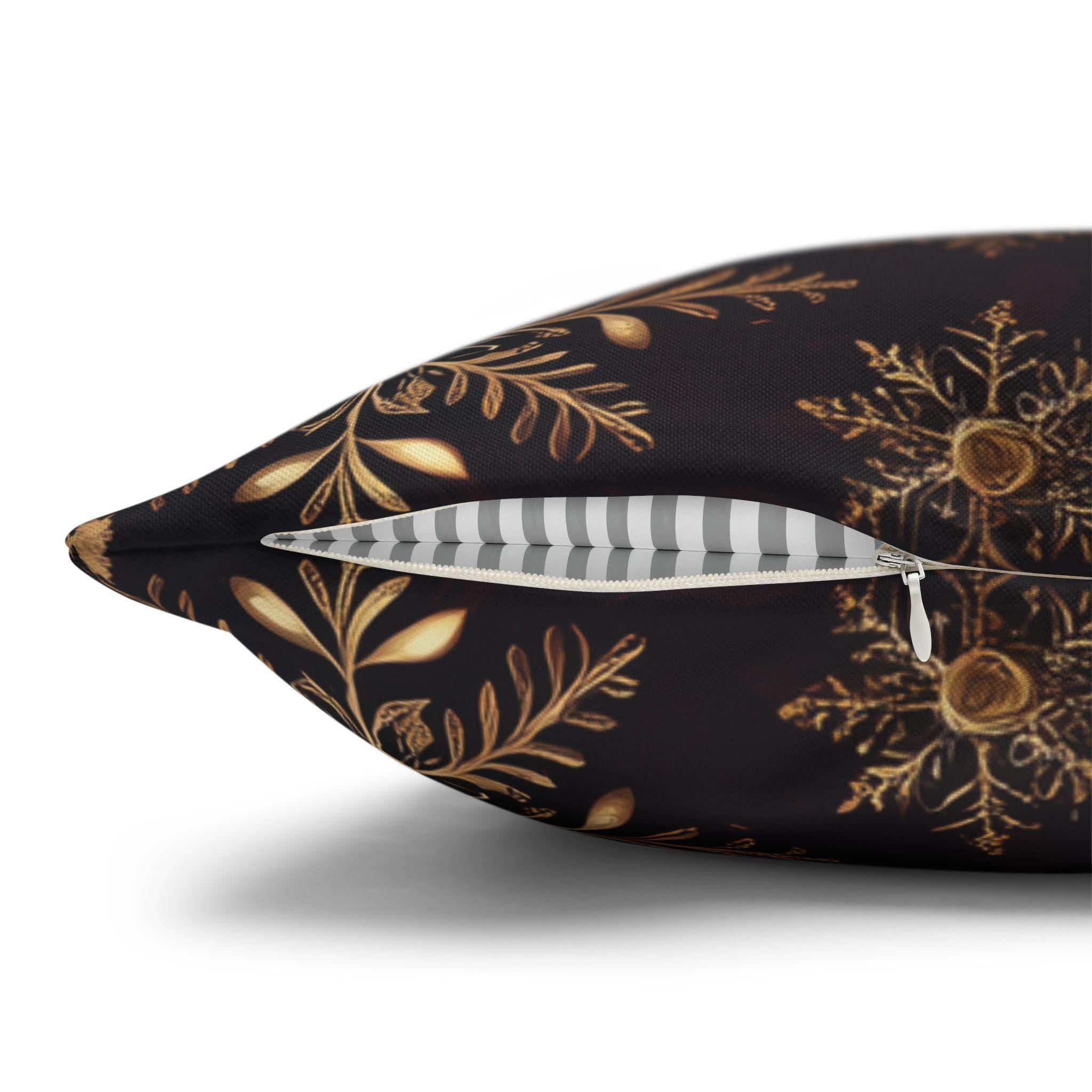 Luxurious Snowflake Poinsettia Pillowcase, Burgundy & Gold Christmas Winter Decor, Elegant Holiday Pillow Cover