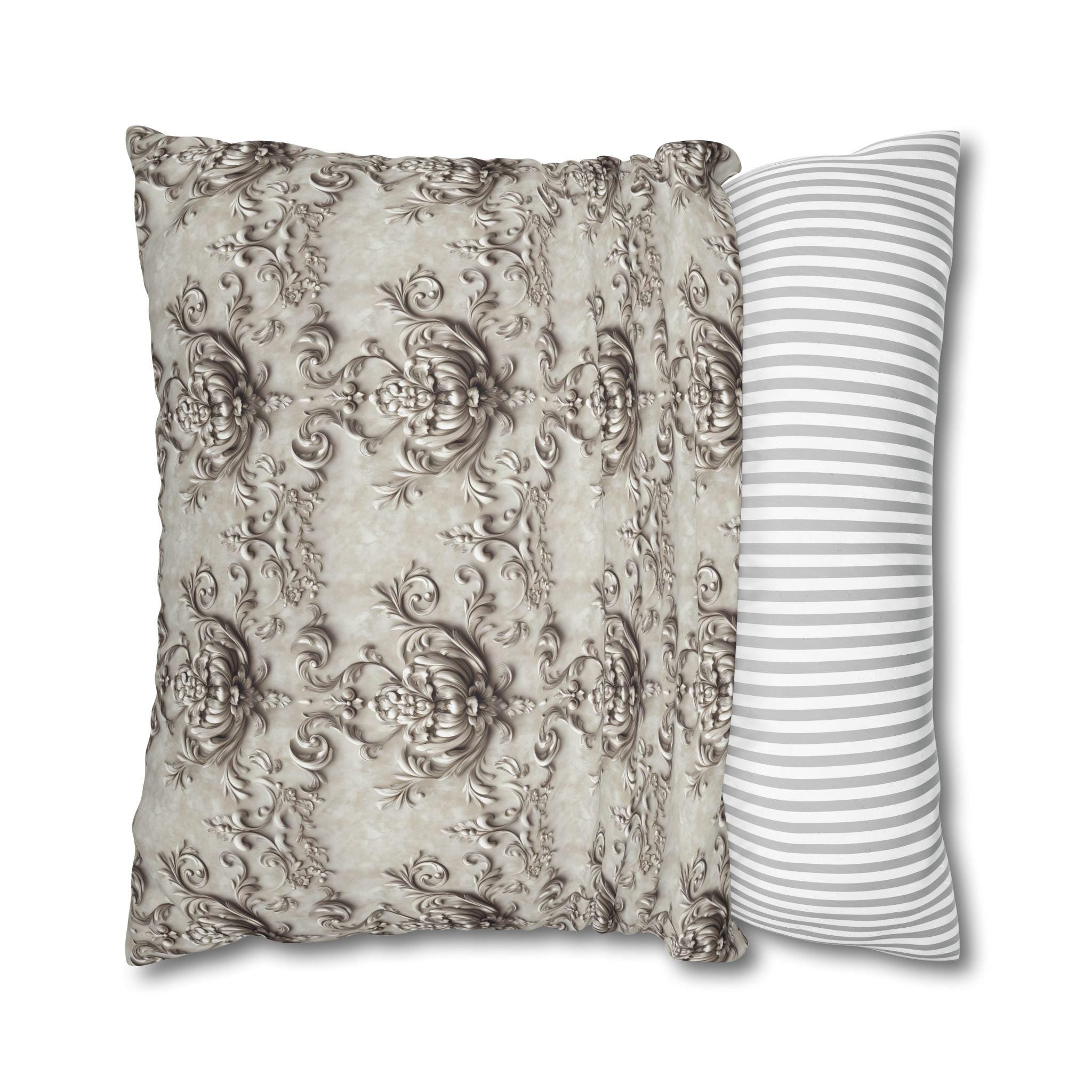 Rococo Pillowcase: Vintage Style Floral Scrollwork Euro Sham Sizes