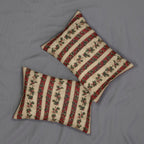 Striped Holly Christmas Lumbar PIllow: Red, Green, Cream Holiday Botanical Winter Decor