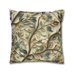 Elegant William Morris Inspired Botanical Pillow Cover - Floral Cushion in Green, Gold, and Beige