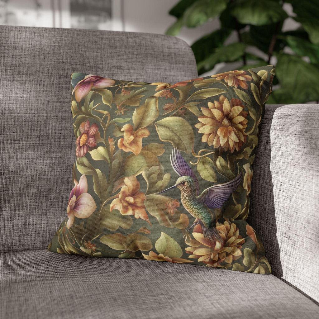 William Morris Botanical Hummingbird Throw Pillow Cover: Floral Vintage Style
