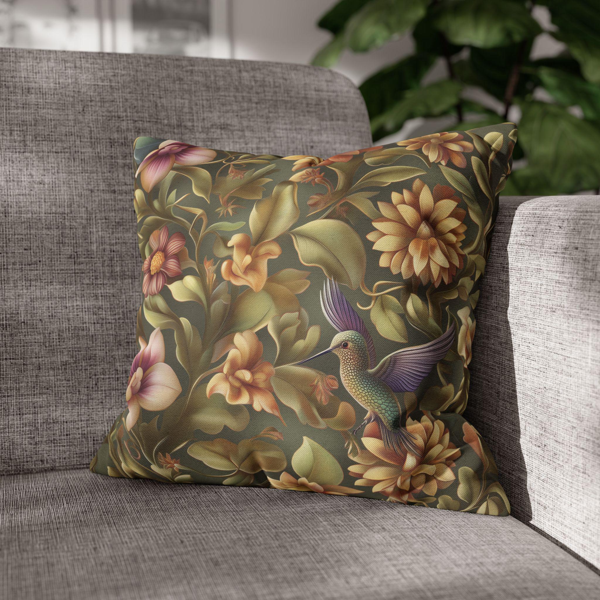 William Morris Botanical Hummingbird Throw Pillow Cover: Floral Vintage Style