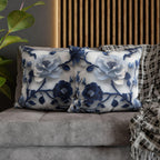 Chinoiserie Pillow Cover | Blue & White Peonies and Camellias | Elegant Home Decor Gift for Home