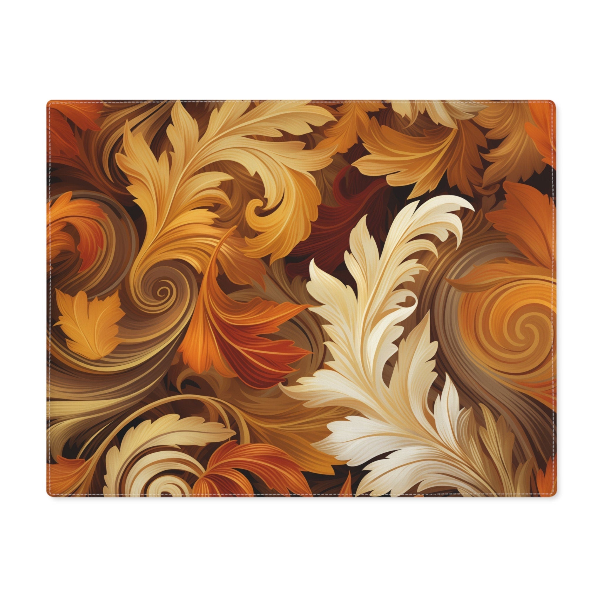 Autumn Leaves Swirling Cotton Twill Placemat - Fall-Themed Table Linen for Thanksgiving Decor 18x14