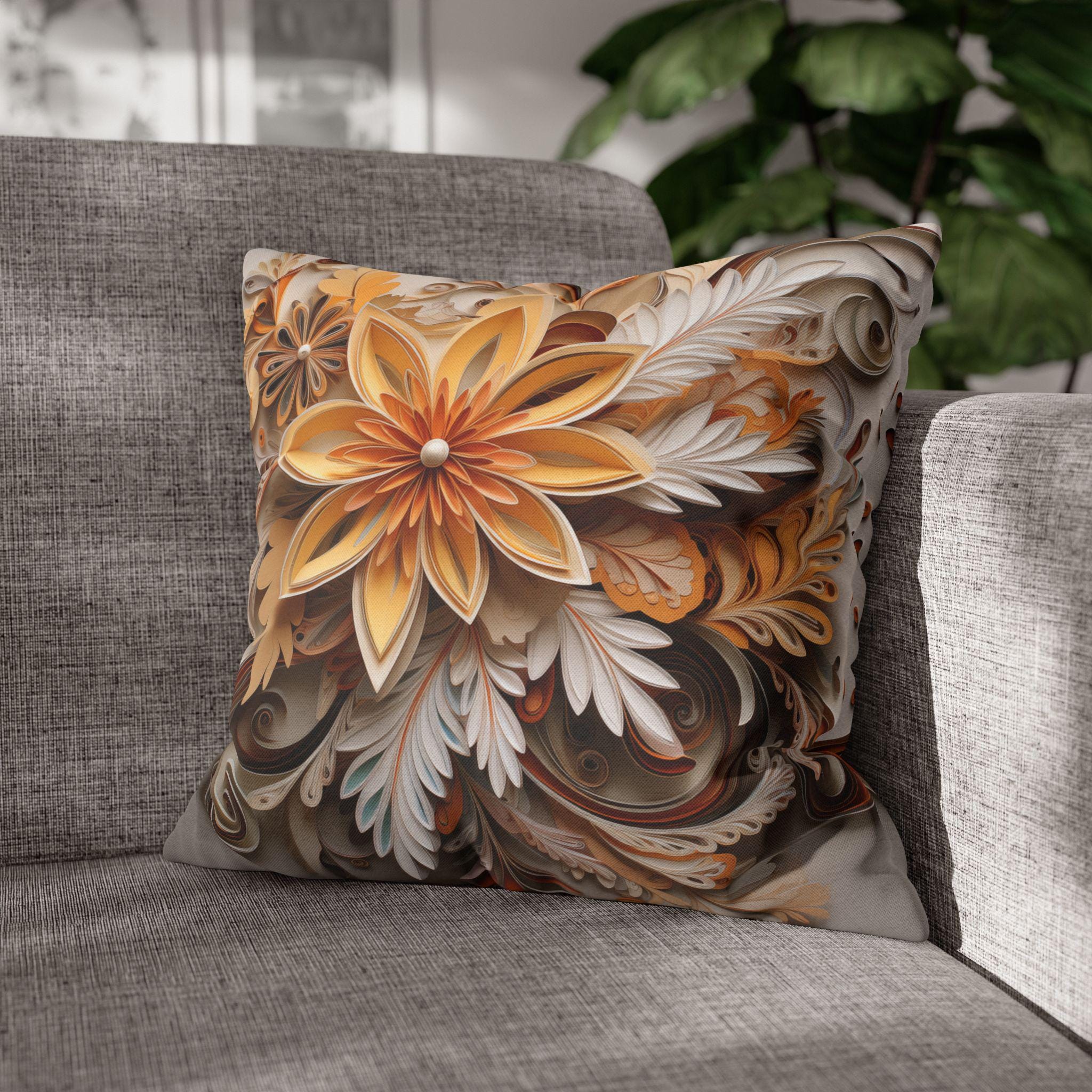 Autumn Chrysanthemum Pillow Cover, Fall Floral Accent Cushion