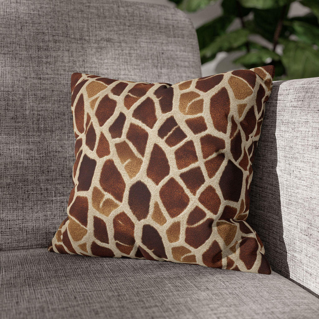 Giraffe Pattern Pillow Cover: Warm Brown and Cream Safari Accent