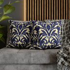 Art Nouveau Floral Pillow Cover, Deep Blue on Off-White