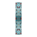 Winter Wonderland Table Runner Blue Aqua & Red Christmas Dining Holiday Centerpiece Festive Design
