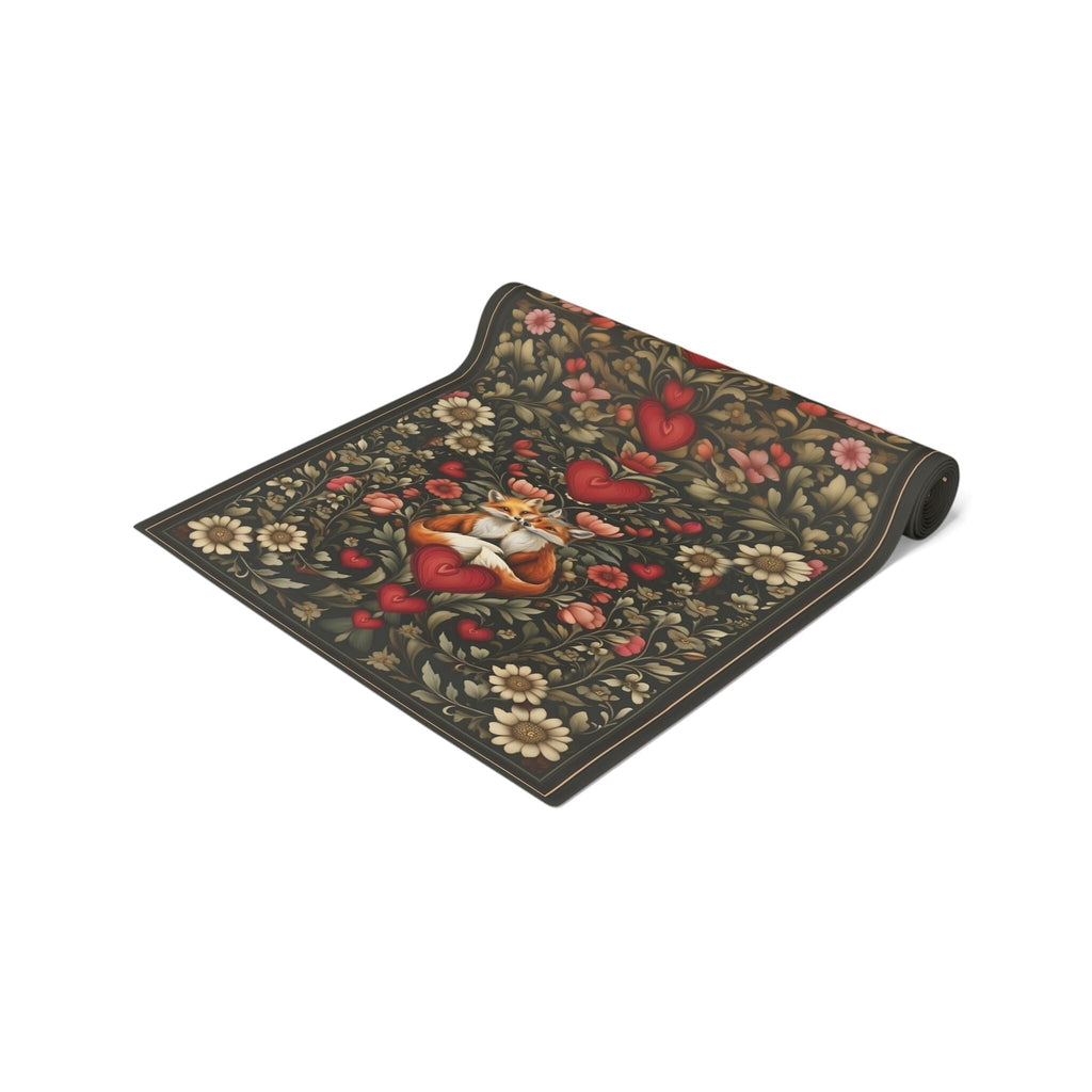 William Morris Inspired Table Runner: Fox Love Botanicals & Hearts Design