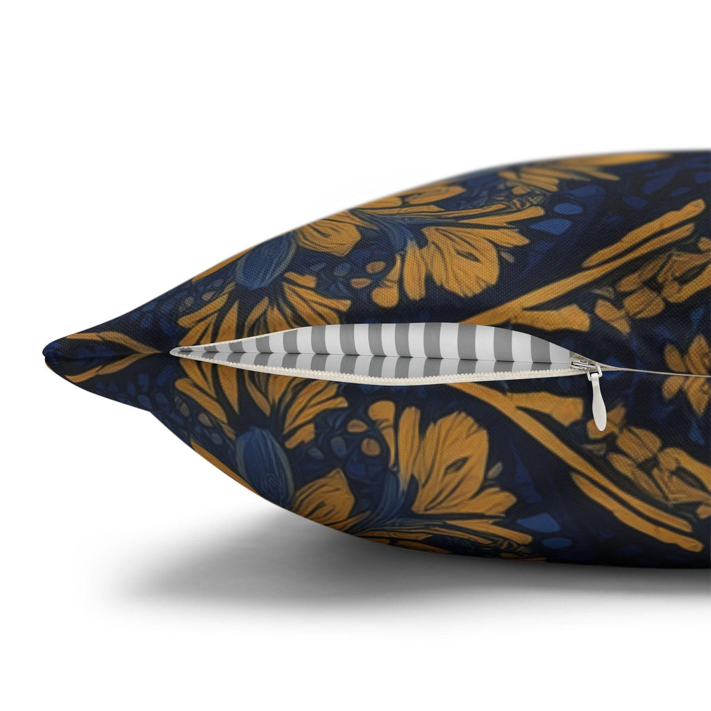 Blue and Gold Damask Pillow Cover: Vintage Style Regal Cushion