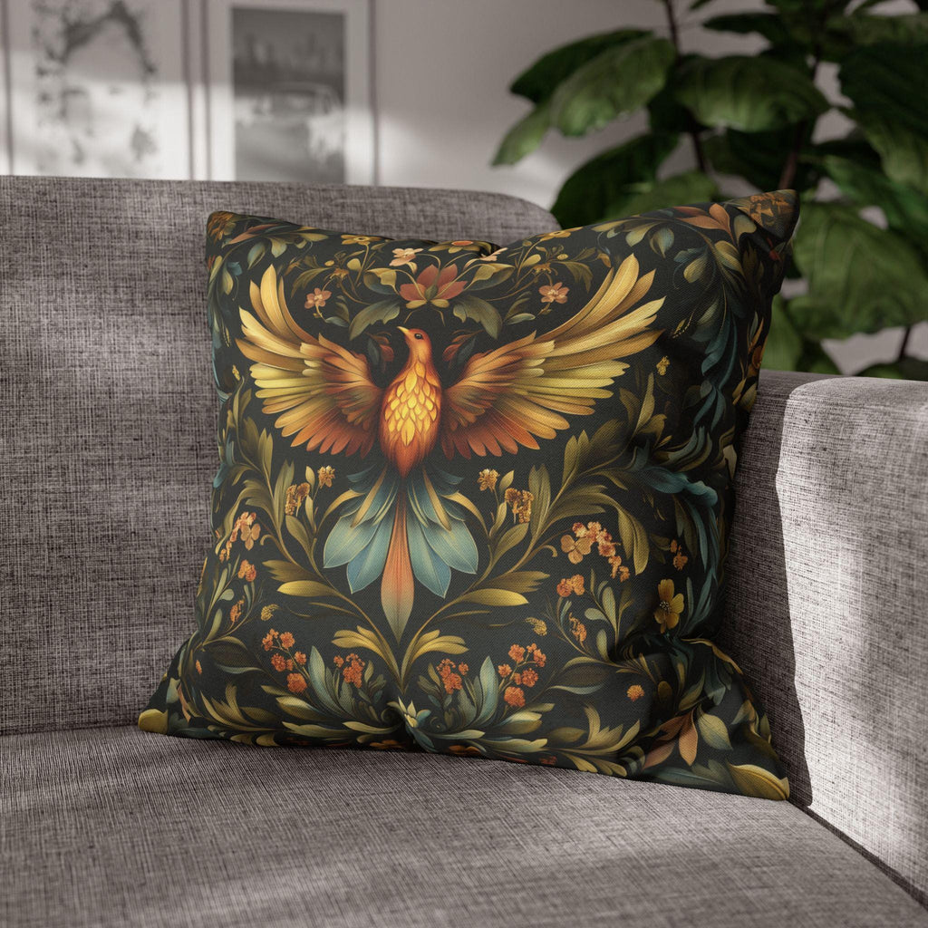 William Morris Phoenix Pillow Cover: Majestic Firebird Arts and Crafts Decorative Accent