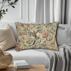 William Morris Inspired Hummingbird Tapestry Lumbar Pillow - Botanical Arts & Crafts Floral Cushion