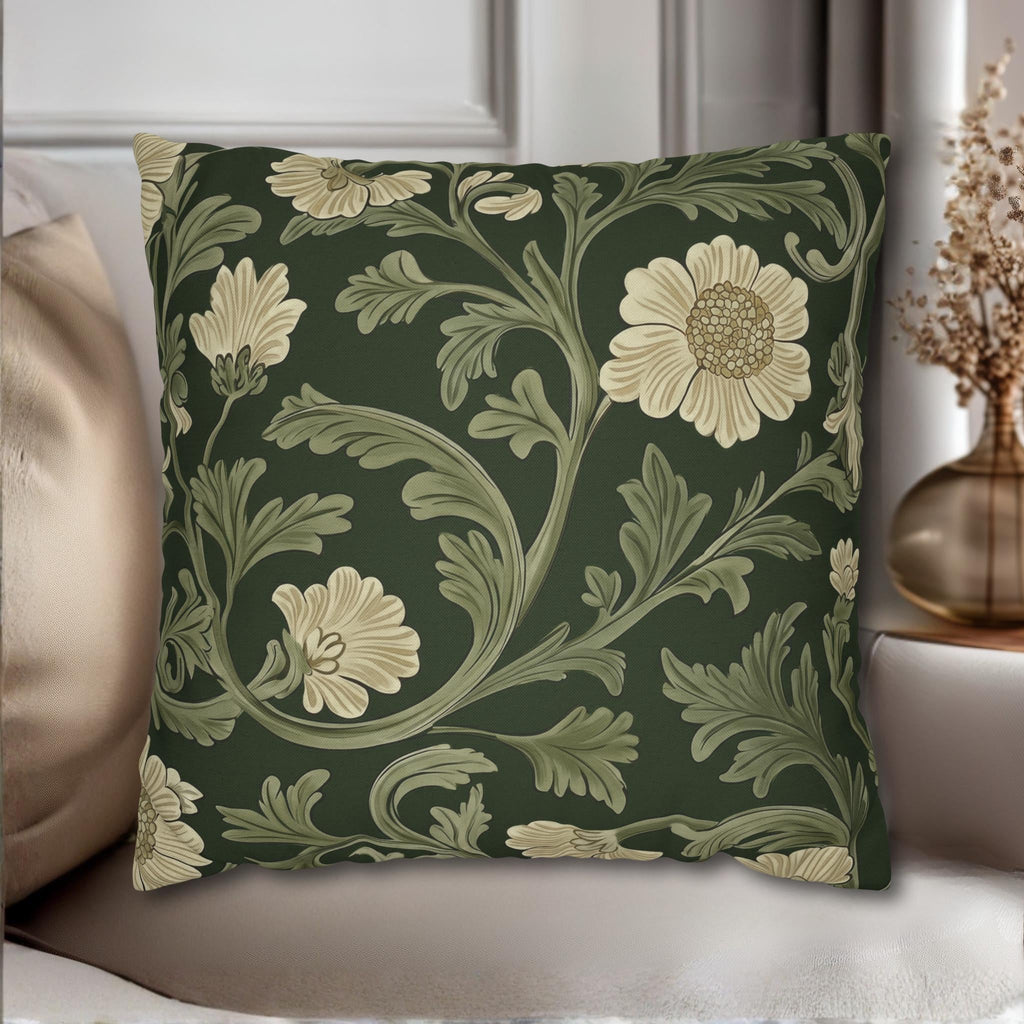 William Morris Pillow Cover: Lodden  Inspired  Sage & Cream Botanicals
