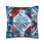 Winter Snowflake Pillow Cover, Geometric Holiday Throw Cushion, Red White Blue