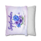 September Birth Flower Pillow Cover: Aster & Morning Glory Design - Elegant Floral Home Decor Gift